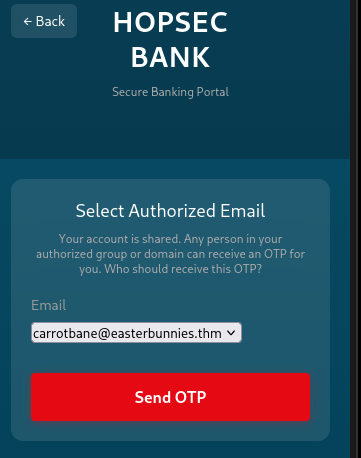 The emulated phone showing a bank app