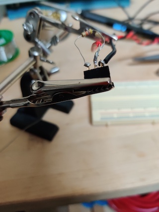 Close-up photo of some really poorly-done solder work